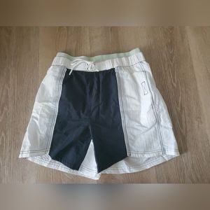 FREE PEOPLE Women’s Sun Daze Board Shorts Cream ColorBlock Longline Medium Nwot